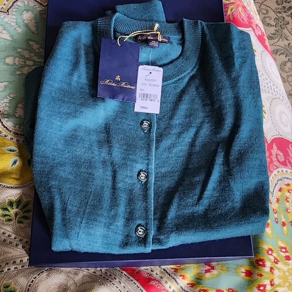 Brooks Brothers XS blue / green women's wool cardigan NWT - Picture 5 of 5